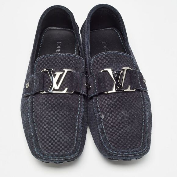 Louis Vuitton Navy Blue Suede Monte Carlo Slip On Loafers Size  41.5 - Picture 3 of 4
